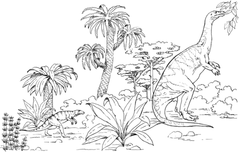 Plateosaurus And Hesperosuchus Coloring Page